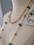 Renaissance Jewelry Set - Green, Gold, White Pearl