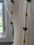Renaissance Jewelry Set - Green, Gold, White Pearl