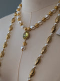 Renaissance Jewelry Set - White Pearl, Gold Bead, Citrine Crystal
