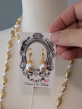 Renaissance Jewelry Set - White Pearl, Gold Bead, Citrine Crystal
