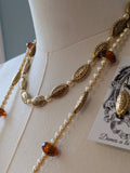 Renaissance Jewelry Set - Amber, Dark Gold, and Pearl