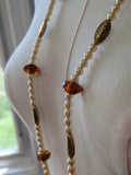 Renaissance Jewelry Set - Amber, Dark Gold, and Pearl