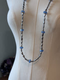 Long Renaissance Necklace - Grey Pearl and Blue Opal