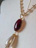 Renaissance Carnelian Pendant on Pearl Chain