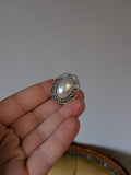 Filigree and Pearl Brooch - Antique Silver Tone