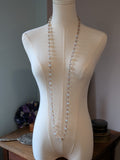 Long Necklace - Glass White Frosted Beads