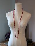 Long Necklace - Glass Garnet Beads