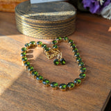 Olive Green Crystal Collet Necklace - Small Oval