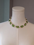 Crown-set Peridot and pearl necklace