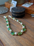 Crown-set Peridot and pearl necklace