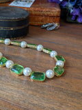 Crown-set Peridot and pearl necklace