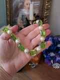 Crown-set Peridot and pearl necklace