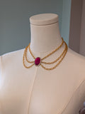 Red Cameo and Chain Festoon Necklace
