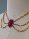 Red Cameo and Chain Festoon Necklace