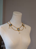 Blue Anchor and Pearl Festoon Necklace