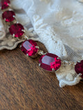 SILVER SALE! Ruby Swarovski Crystal Necklace - Medium Oval