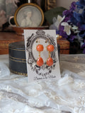 Coral Two Stone Earrings - Round and Teardrop