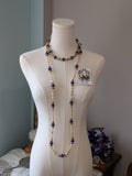 Renaissance Jewelry Set - Sapphire, Antique Gold, and Champagne Pearl