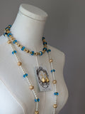 Renaissance Jewelry Set - Aquamarine, Gold, and Pearl