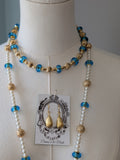 Renaissance Jewelry Set - Aquamarine, Gold, and Pearl