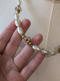 Long Renaissance Necklace - Pearl, Antique Gold, and Pink