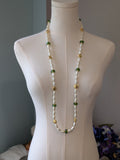 Long Renaissance Necklace - Pearl, Gold, and Olive