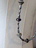 Long Renaissance Necklace - Grey Pearls and Purple