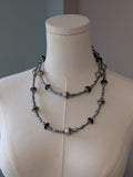 Long Renaissance Necklace - Grey Pearls and Purple