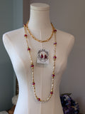 Renaissance Jewelry Set - Cream Pearl, Gold, and Garnet