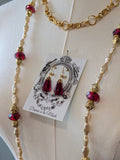 Renaissance Jewelry Set - Cream Pearl, Gold, and Garnet