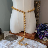 Renaissance Girdle Belt - Large Golden Fluted Beads - 44" Long