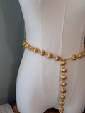 Renaissance Girdle Belt - Large Golden Fluted Beads - 44" Long