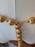 Renaissance Girdle Belt - Large Golden Fluted Beads - 44" Long