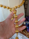 Renaissance Girdle Belt - Large Golden Fluted Beads - 44" Long