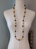 Long Renaissance Necklace - Gold and Mahogany