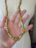Long Renaissance Necklace - Antique Gold and Topaz