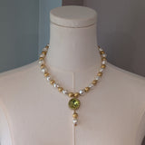 Renaissance Necklace with Pendant - Gold, Pearl, and Citrine