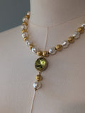 Renaissance Necklace with Pendant - Gold, Pearl, and Citrine