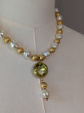 Renaissance Necklace with Pendant - Gold, Pearl, and Citrine