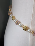 Renaissance Girdle Belt - Pink, Pearl, and Gold - 52"