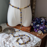 Renaissance Girdle Belt - Antique Gold and Sapphire - 58"