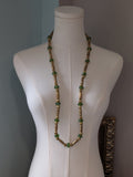 Long Renaissance Necklace - Antique Gold and Olive