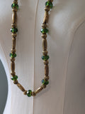 Long Renaissance Necklace - Antique Gold and Olive