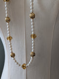 Long Renaissance Necklace - Pearl and Topaz