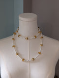 Long Renaissance Necklace - Pearl and Topaz