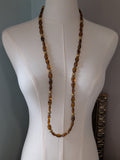 Long Renaissance Necklace - Glass Amber and Antique Gold