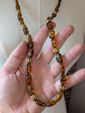 Long Renaissance Necklace - Glass Amber and Antique Gold
