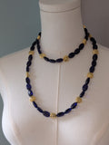Long Renaissance Necklace - Glass Sapphire and Gold