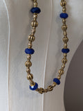 Long Renaissance Necklace - Antique Gold and Sapphire