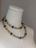 Long Renaissance Necklace - Antique Gold and Sapphire